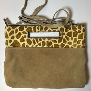 ANTHROPOLOGIE Calf Hair and Suede Verona‎ Textured Clutch